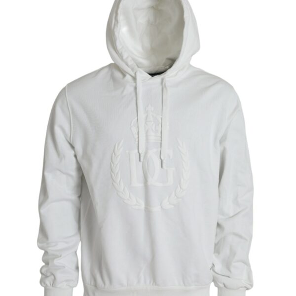 Dolce & Gabbana Mens Crown Crest Hoodie White Cotton - Size EU 54 (Mens)