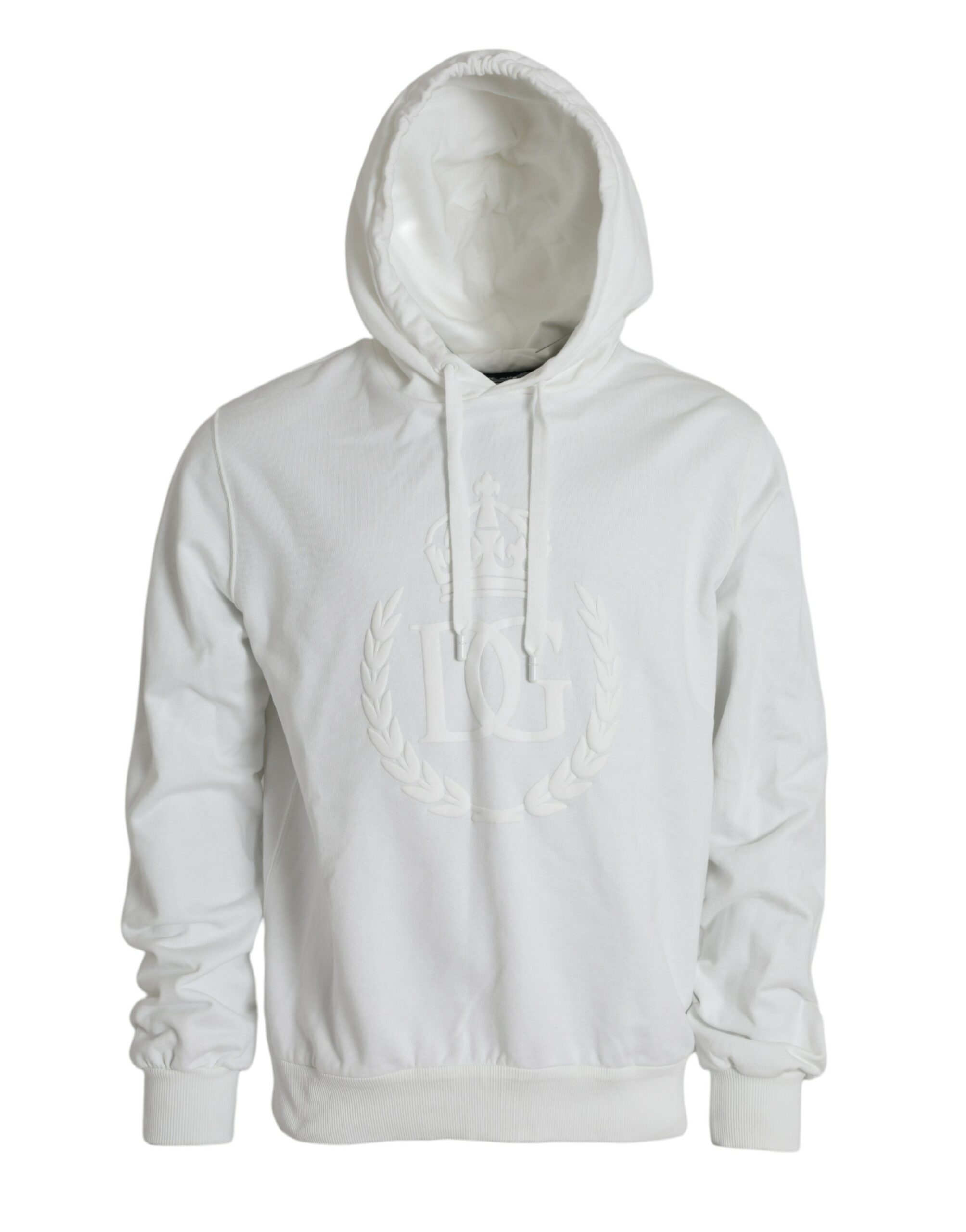 Dolce & Gabbana Mens Crown Crest Hoodie White Cotton - Size EU 54 (Mens)