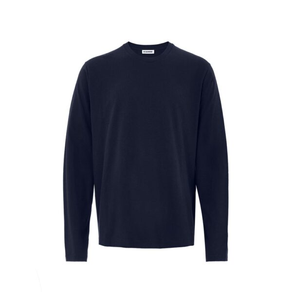 Jil Sander Mens Long Sleeve Tee Crew Neck Cotton - Navy - Size 2XL