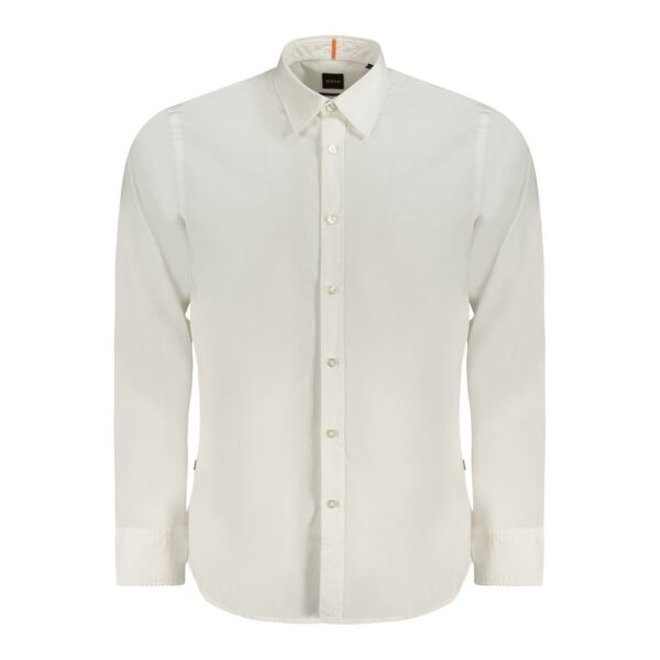 Hugo Boss Mens Long Sleeve Buttonup Shirt - Ivory Cotton - Size Small