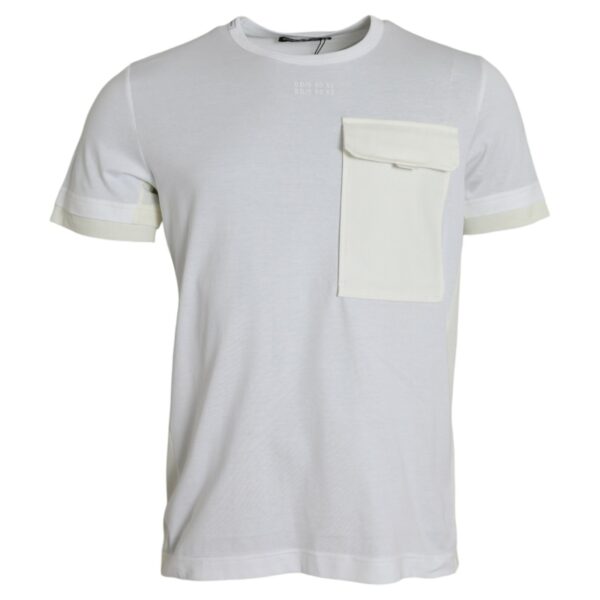 Dolce & Gabbana Mens Tshirt With Patch Pocket - White Cotton - Size EU 48 (Mens)
