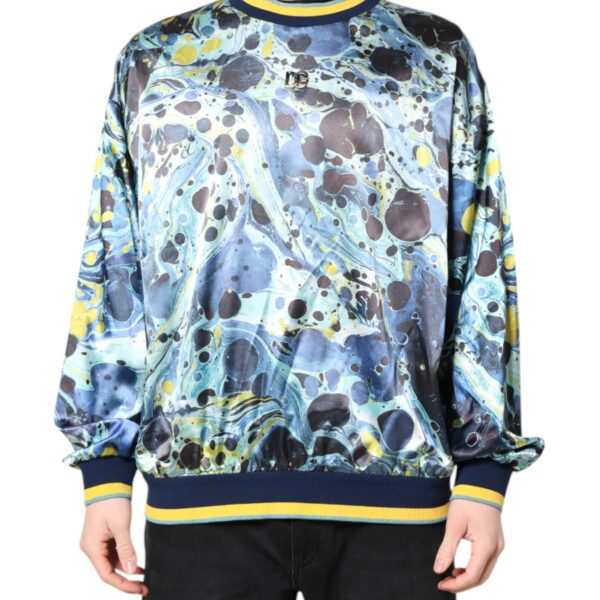 Dolce & Gabbana Mens Marbled Print Pullover Sweater - Navy - Size EU 52 (Mens)