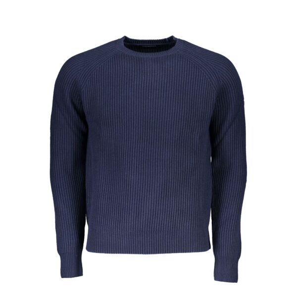 North Sails Mens Ribbed Crew Neck Sweater Classic Style - Dark Blue Cotton - Size Large