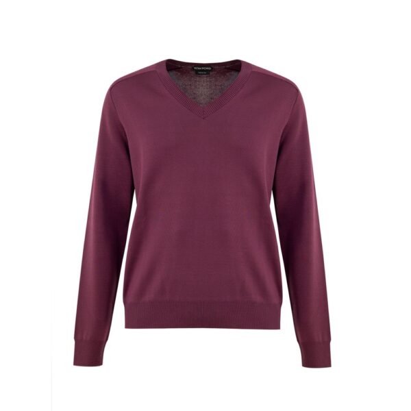 Tom Ford Mens Vneck Long Sleeve Sweater - Dark Red Silk - Size EU 52 (Mens)