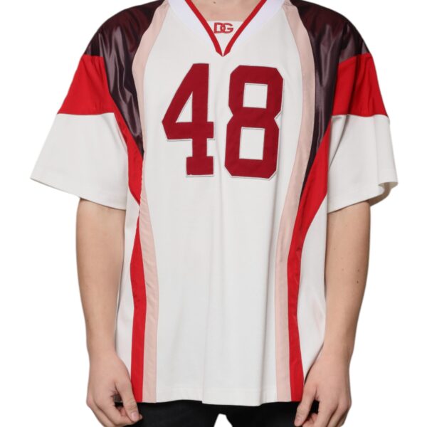 Dolce & Gabbana Mens Number 48 Jersey Colorblock - White Cotton - Size EU 54 (Mens)