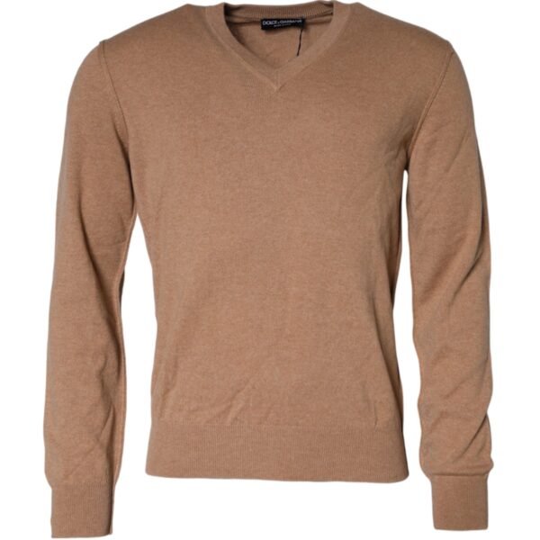 Dolce & Gabbana Mens Vneck Cashmere Sweater - Tan - Size EU 50 (Mens)