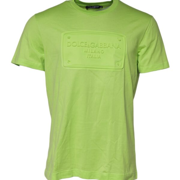 Dolce & Gabbana Mens Logo Graphic Tshirt - Lime Green Cotton - Size EU 54 (Mens)