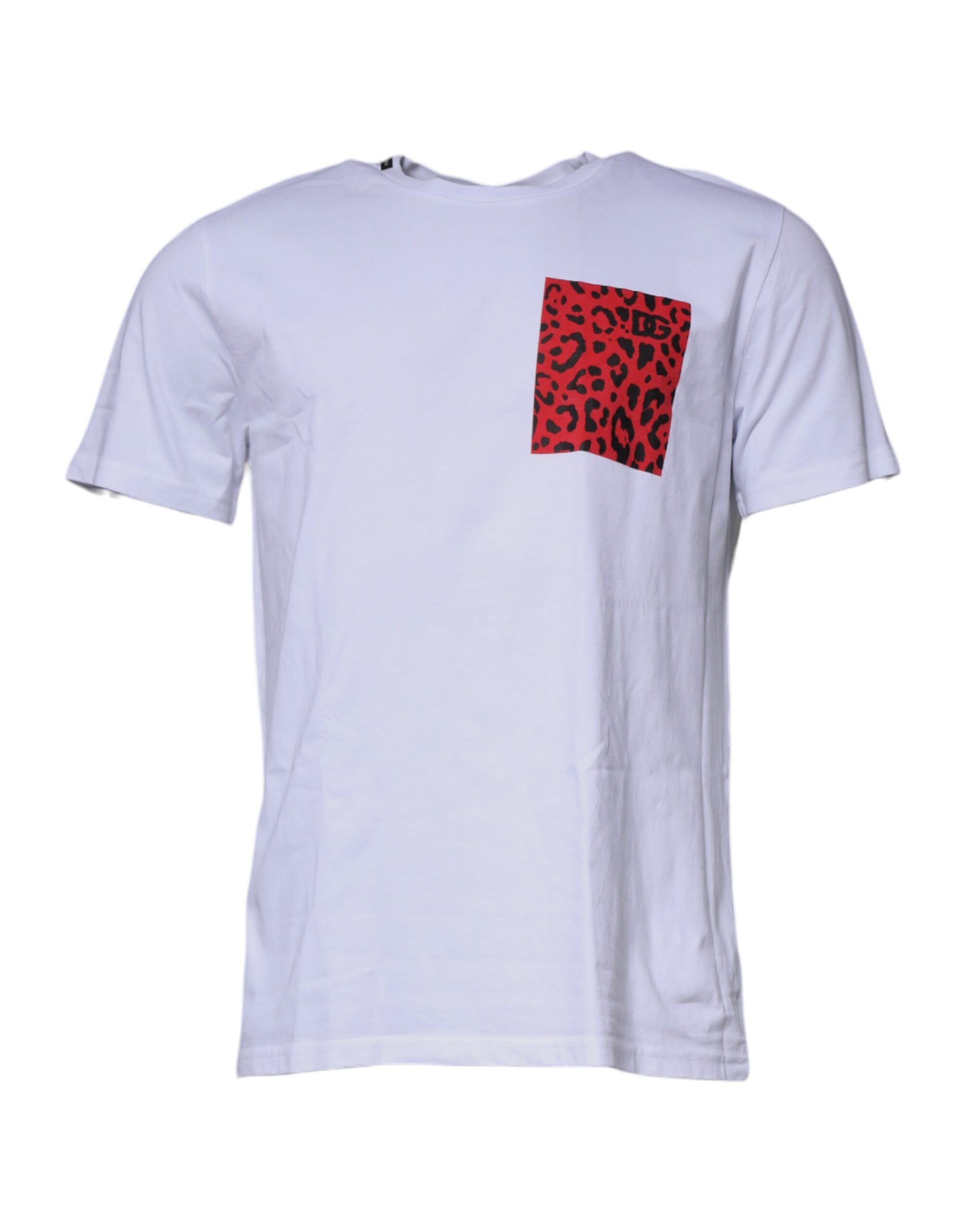 Dolce & Gabbana Mens Leopard Pocket Tshirt - White Cotton - Size EU 48 (Mens)