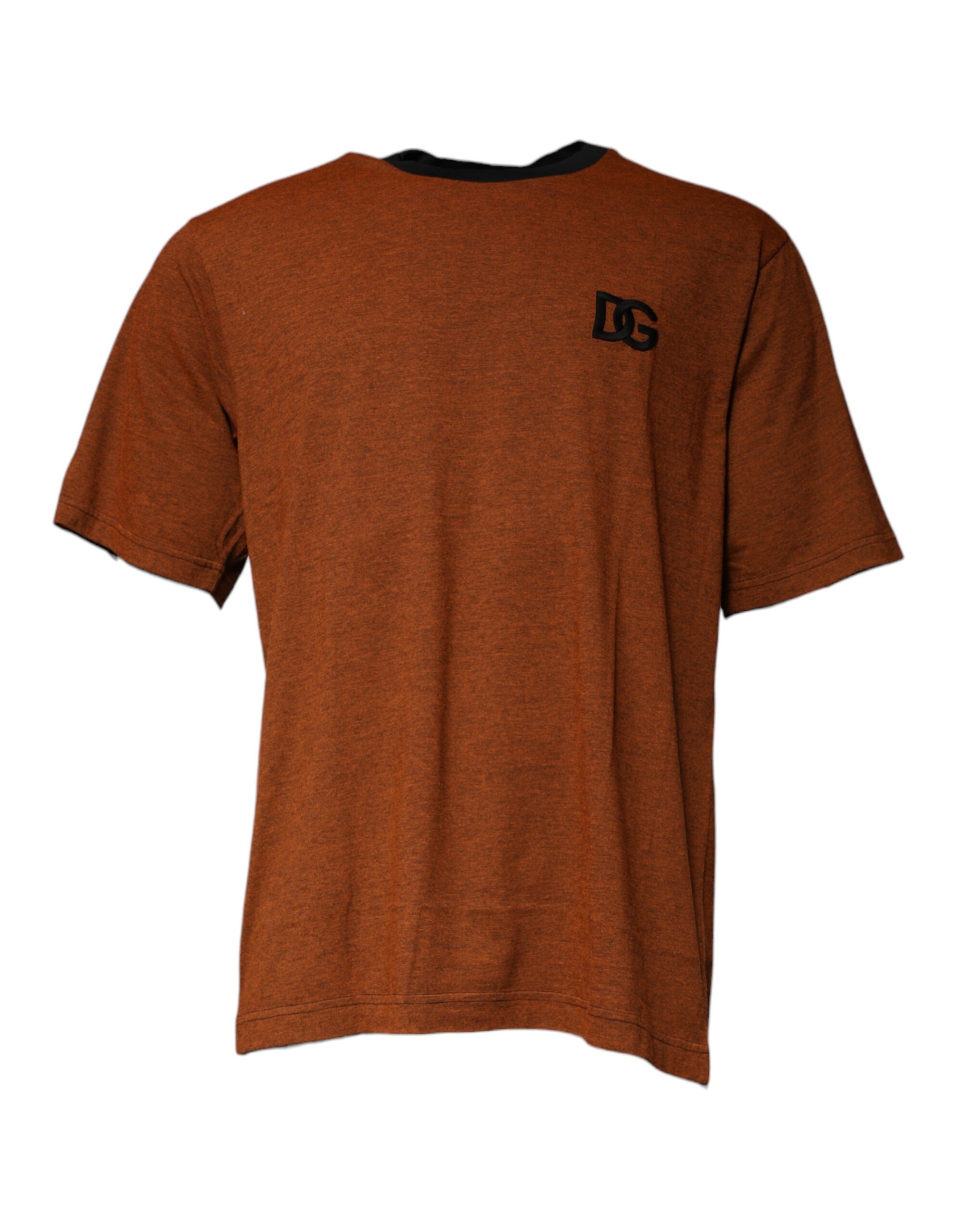 Dolce & Gabbana Mens Dg Tshirt Short Sleeve Crew Neck - Brown Cotton - Size EU 44 (Mens)