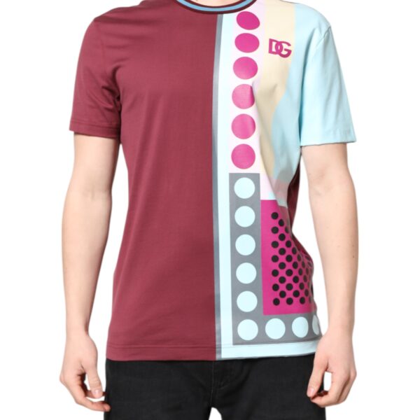 Dolce & Gabbana Mens Geometric Print Short Sleeve Tshirt - Brown Cotton - Size EU 52 (Mens)