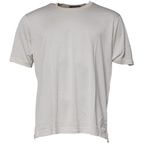 Dolce & Gabbana Mens Crew Neck Tshirt Classic Fit - Ivory Cotton - Size EU 52 (Mens)