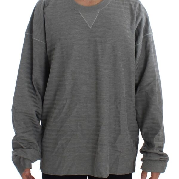 Dolce & Gabbana Mens Crew Neck Sweater Tit20531 - Grey Silk - Size EU 48 (Mens)