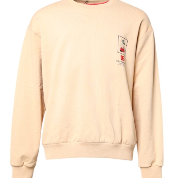 Dolce & Gabbana Mens Cherry Pullover Sweatshirt - Nude Cotton - Size EU 54 (Mens)