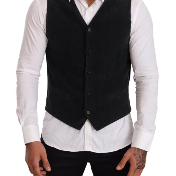 Dolce & Gabbana Mens Corduroy Vest Classic Style - Black Cotton - Size EU 48 (Mens)
