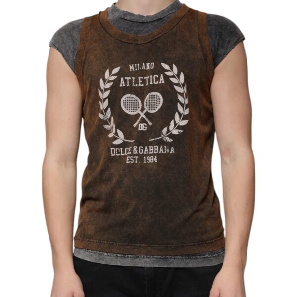 Dolce & Gabbana Mens Milano Atletica Tennis Tank Top - Brown Cotton - Size EU 52 (Mens)
