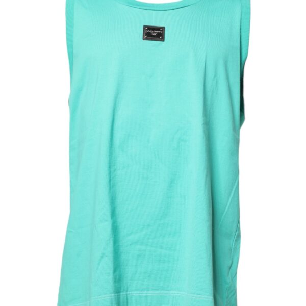 Dolce & Gabbana Mens Sleeveless Cotton Tank Top - Turquoise - Size EU 52 (Mens)