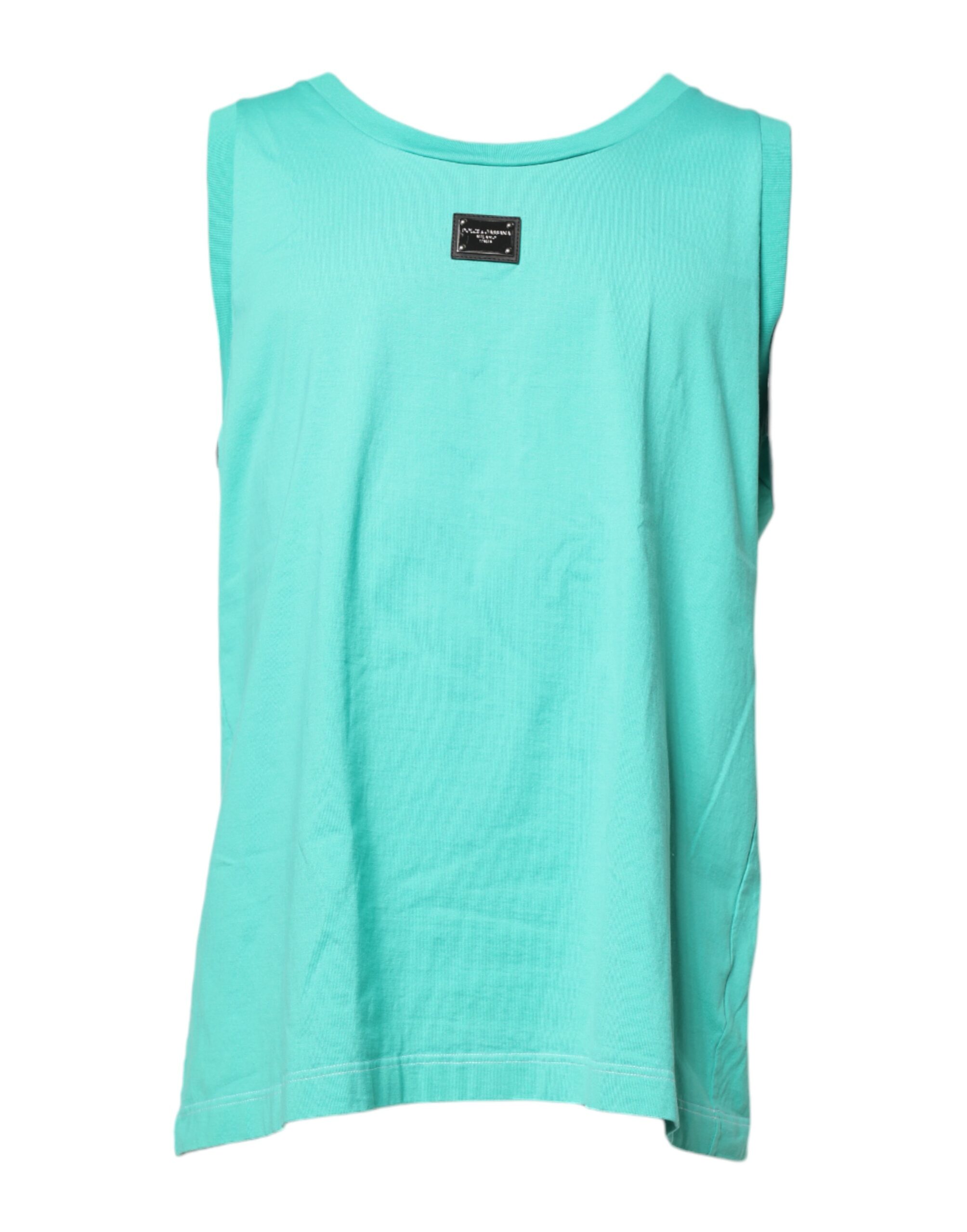 Dolce & Gabbana Mens Sleeveless Cotton Tank Top - Turquoise - Size EU 52 (Mens)
