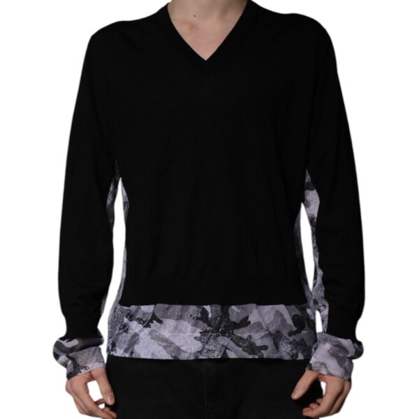 Dolce & Gabbana Mens Merino Wool Vneck Pullover Sweater - Black - Size EU 54 (Mens)