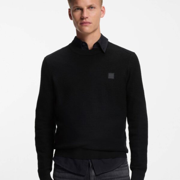 Boss Orange Mens Anion S Jumper in Black Cotton - Size Large