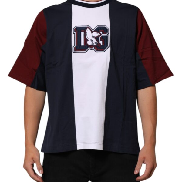Dolce & Gabbana Mens Color Block Logo Tshirt - Navy Cotton - Size Medium