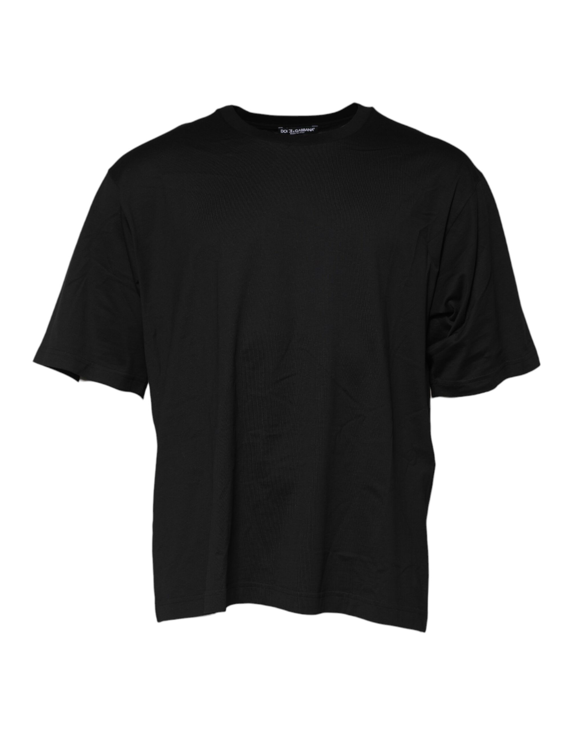 Dolce & Gabbana Mens Crew Neck Short Sleeve Tee - Black Cotton - Size EU 50 (Mens)