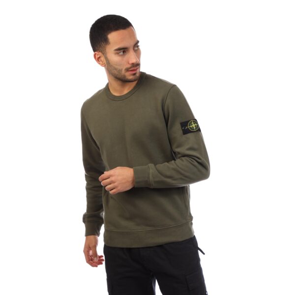 Stone Island Mens Crewneck Sweatshirt in Green Cotton - Size Large