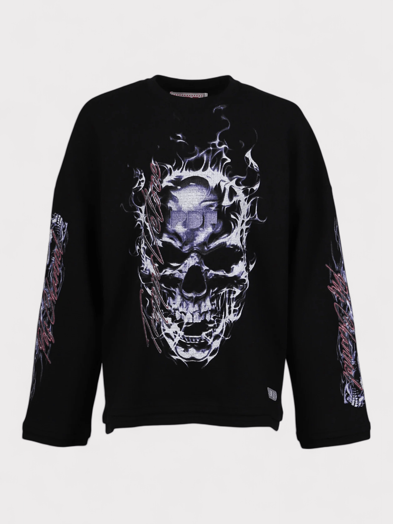 PDF Channel Mens Skull Long Sleeve T Shirt Black - Size Medium