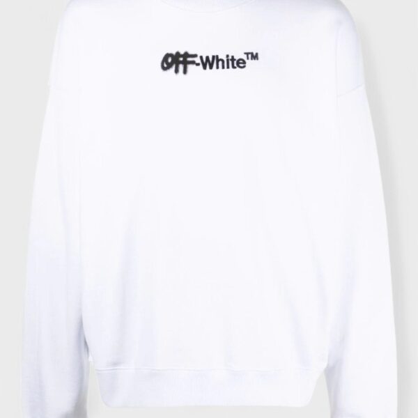 Off-White Mens Spray Helv Skate Crewneck White - Size 2XL