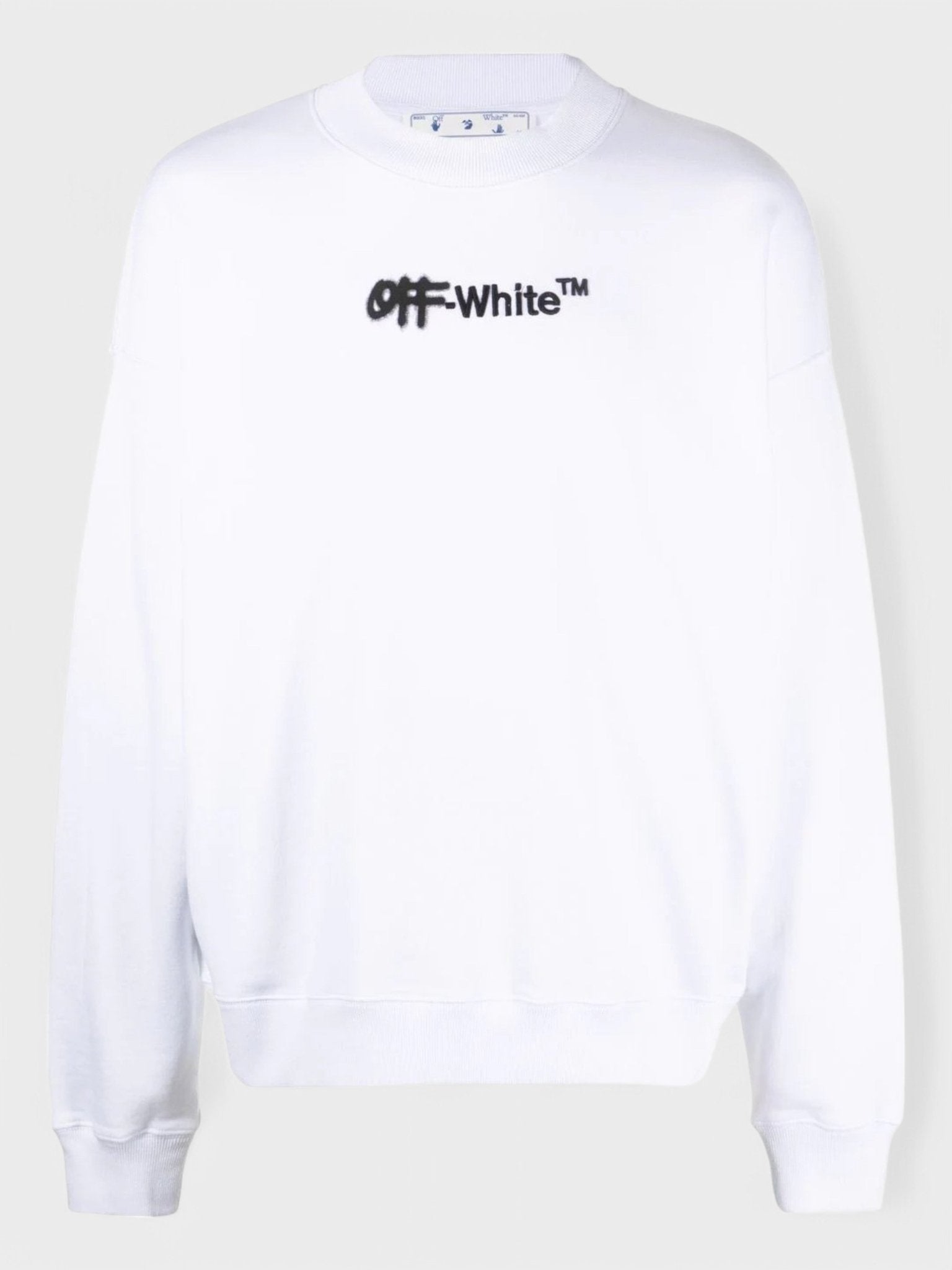Off-White Mens Spray Helv Skate Crewneck White - Size 2XL
