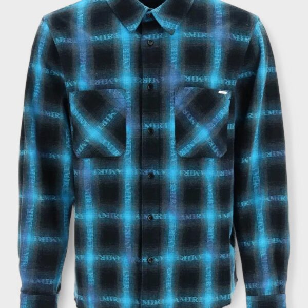 Amiri Mens Plaid Shirt Blue - Size X-Large