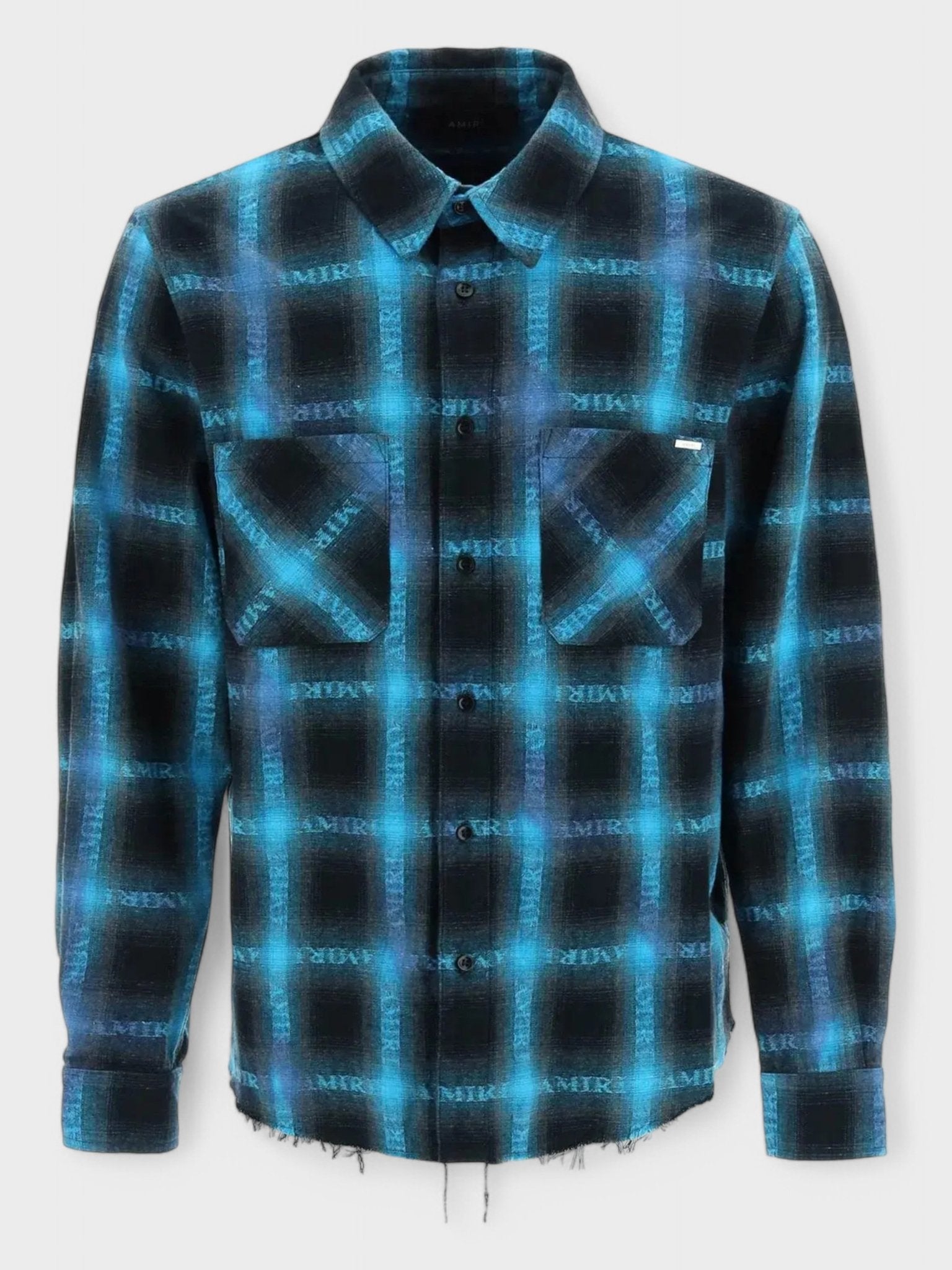 Amiri Mens Plaid Shirt Blue - Size X-Large