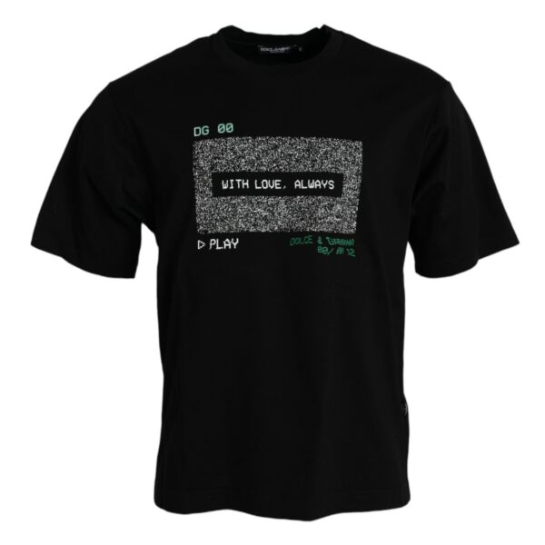 Dolce & Gabbana Mens Graphic Tee With Love Always - Black Cotton - Size EU 44 (Mens)