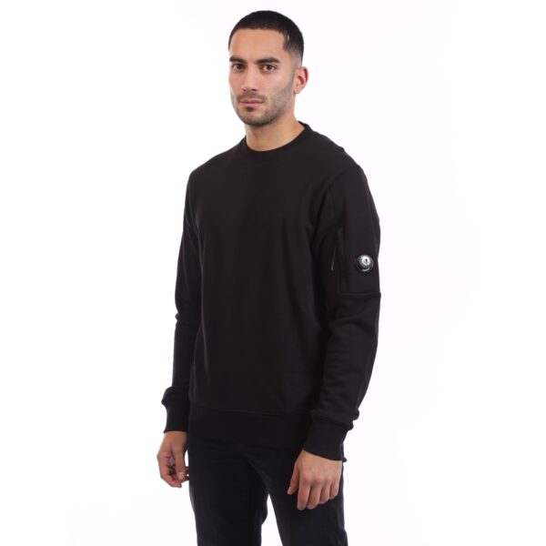 C.P. Company Mens Diagonal Raised Fleece Lens Crewneck Sweatshirt in Black Cotton - Size X-Large