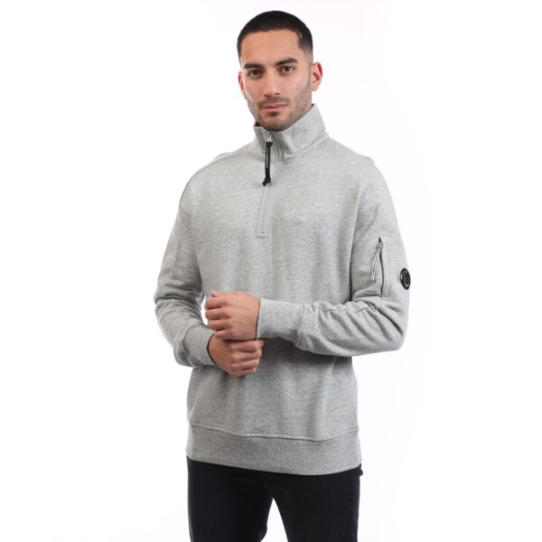 C.P. Company Mens Diagonal Raised Fleece Half-Zip Sweatshirt in Grey Cotton - Size Large