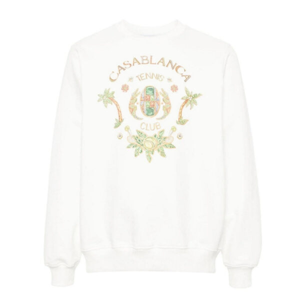 Casablanca Mens Joyaux D' Afrique Tennis Club Printed White Sweatshirt Cotton - Size X-Large