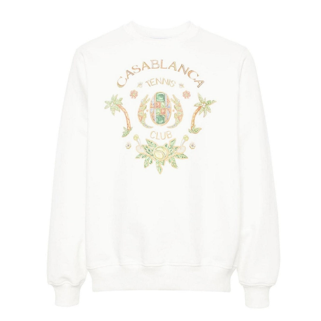 Casablanca Mens Joyaux D' Afrique Tennis Club Printed White Sweatshirt Cotton - Size X-Large