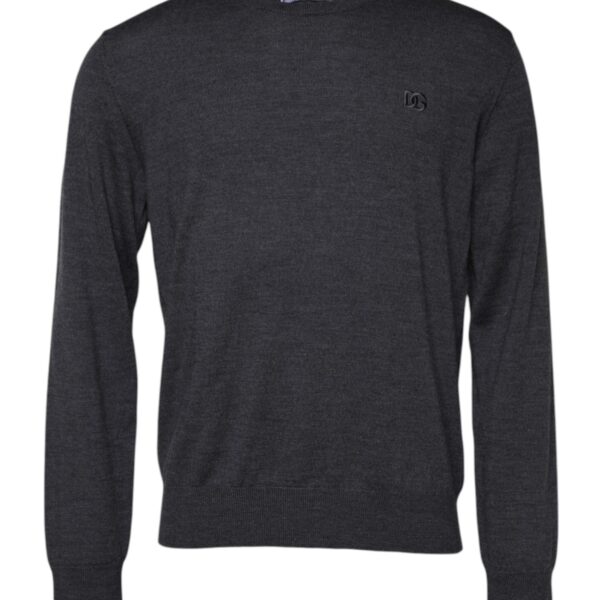 Dolce & Gabbana Mens Merino Wool Crew Neck Sweater - Dark Grey - Size EU 52 (Mens)