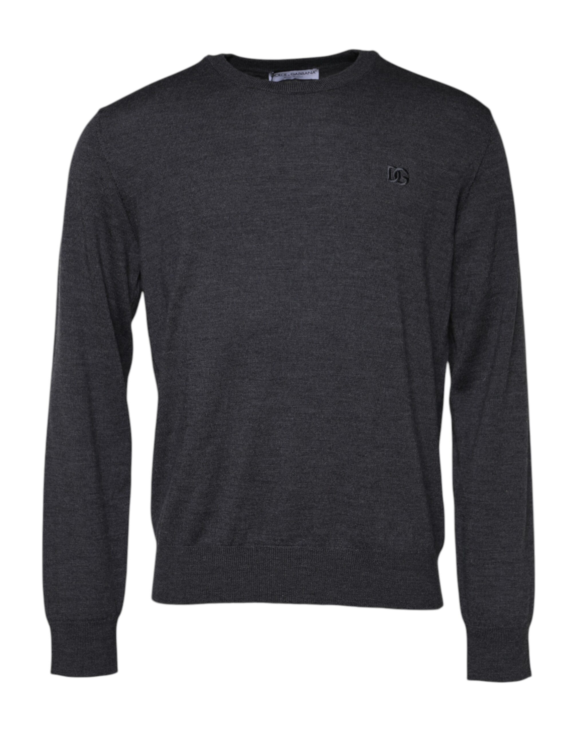 Dolce & Gabbana Mens Merino Wool Crew Neck Sweater - Dark Grey - Size EU 52 (Mens)