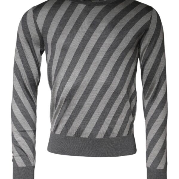 Dolce & Gabbana Mens Diagonal Stripe Sweater Tsh86991 - Grey Silk - Size EU 46 (Mens)