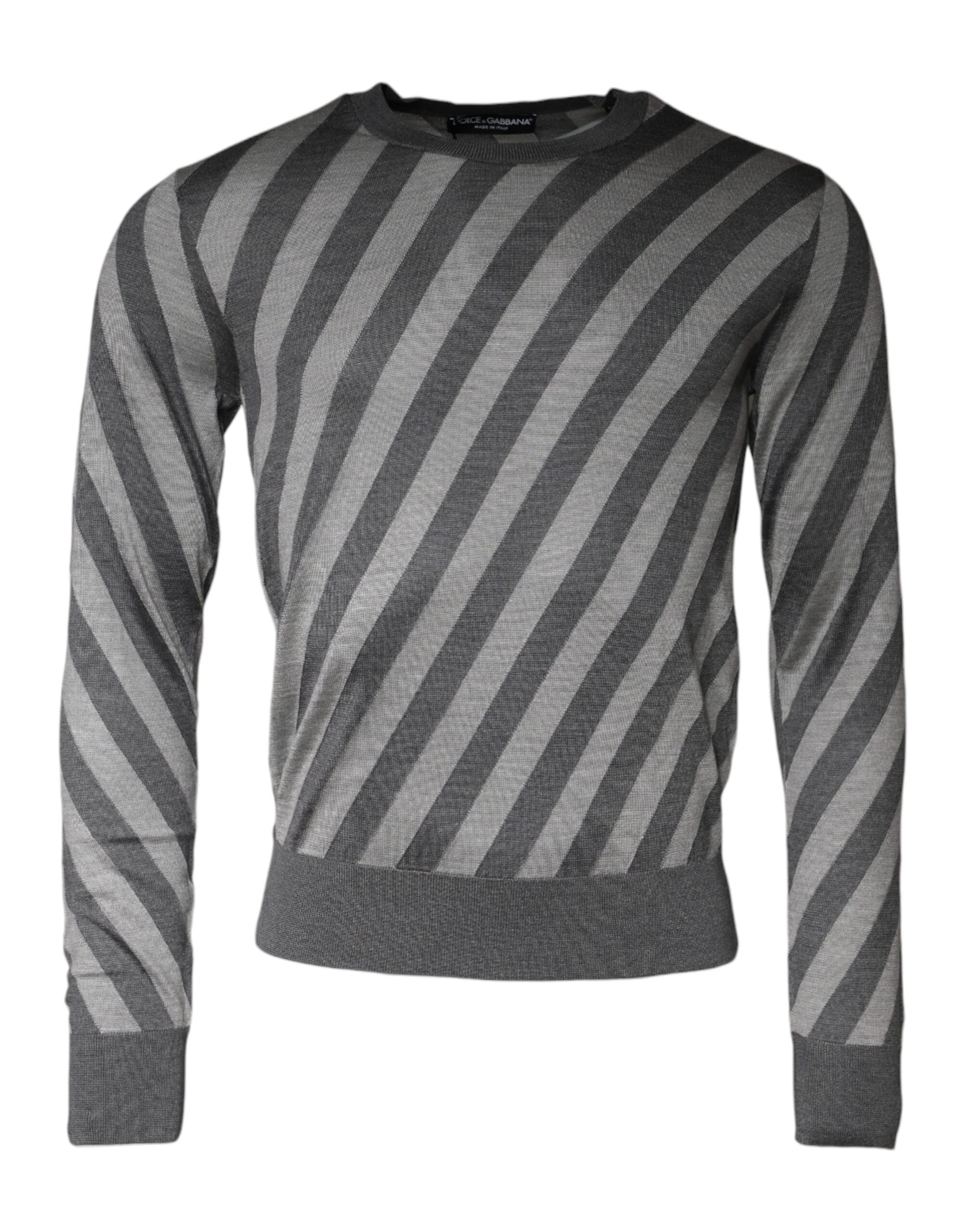 Dolce & Gabbana Mens Diagonal Stripe Sweater Tsh86991 - Grey Silk - Size EU 46 (Mens)