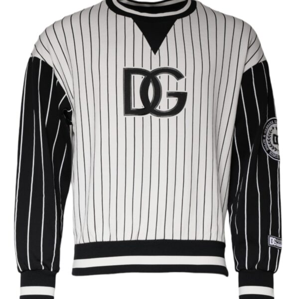 Dolce & Gabbana Mens Pinstripe Baseball Sweater - White Cotton - Size EU 44 (Mens)