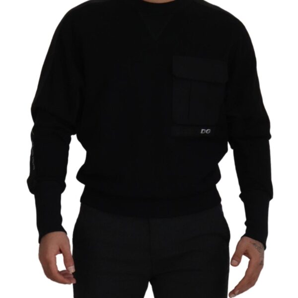 Dolce & Gabbana Mens Black Knitwear Sweater Crew Neck Cotton - Size EU 44 (Mens)