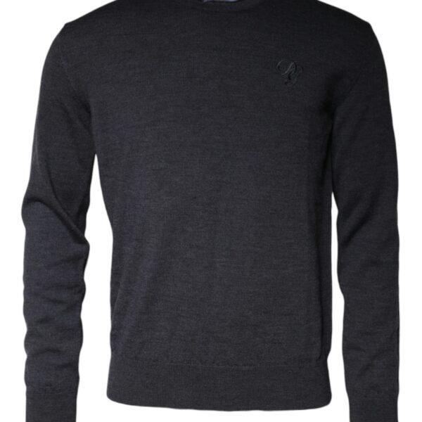 Dolce & Gabbana Mens Crew Neck Sweater Long Sleeves Style Dg - Dark Grey Wool - Size EU 46 (Mens)