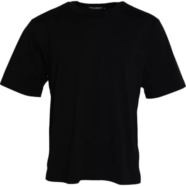 Dolce & Gabbana Mens Cotton Tshirt Crew Neck Short Sleeves - Black - Size EU 46 (Mens)