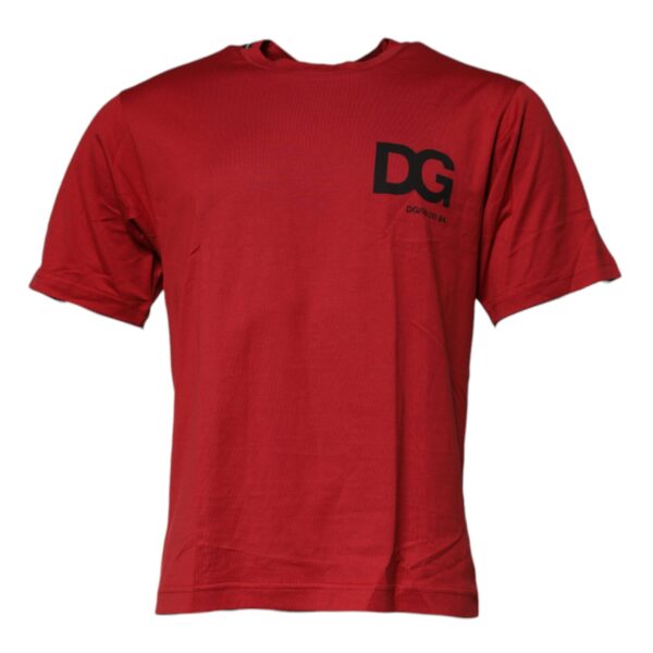 Dolce & Gabbana Mens Dg Tshirt Short Sleeves - Dark Red Cotton - Size EU 44 (Mens)