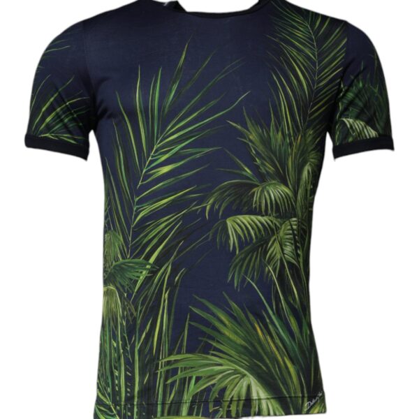 Dolce & Gabbana Mens Palm Tree Print Tshirt Tsh87536 - Dark Blue Cotton - Size EU 46 (Mens)