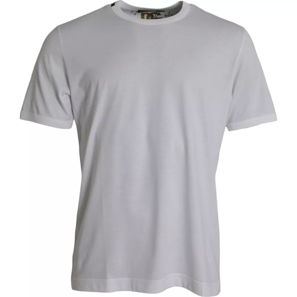Dolce & Gabbana Mens Cotton Tshirt Classic Crew Neck - White - Size EU 46 (Mens)