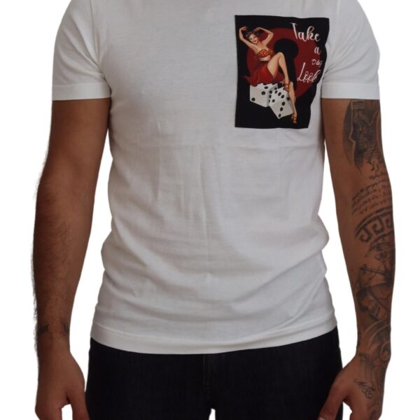 Dolce & Gabbana Mens Cotton Tshirt Graphic Tee - White - Size EU 44 (Mens)