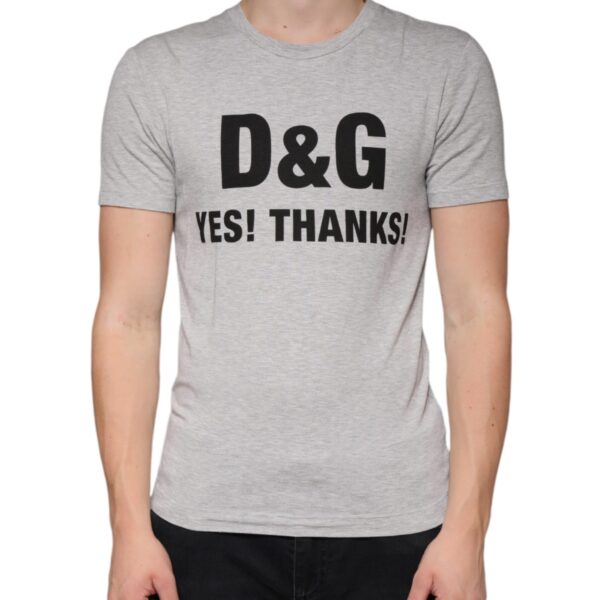Dolce & Gabbana Mens Dg Tsh6097 Tshirt - Light Grey viscose - Size EU 44 (Mens)