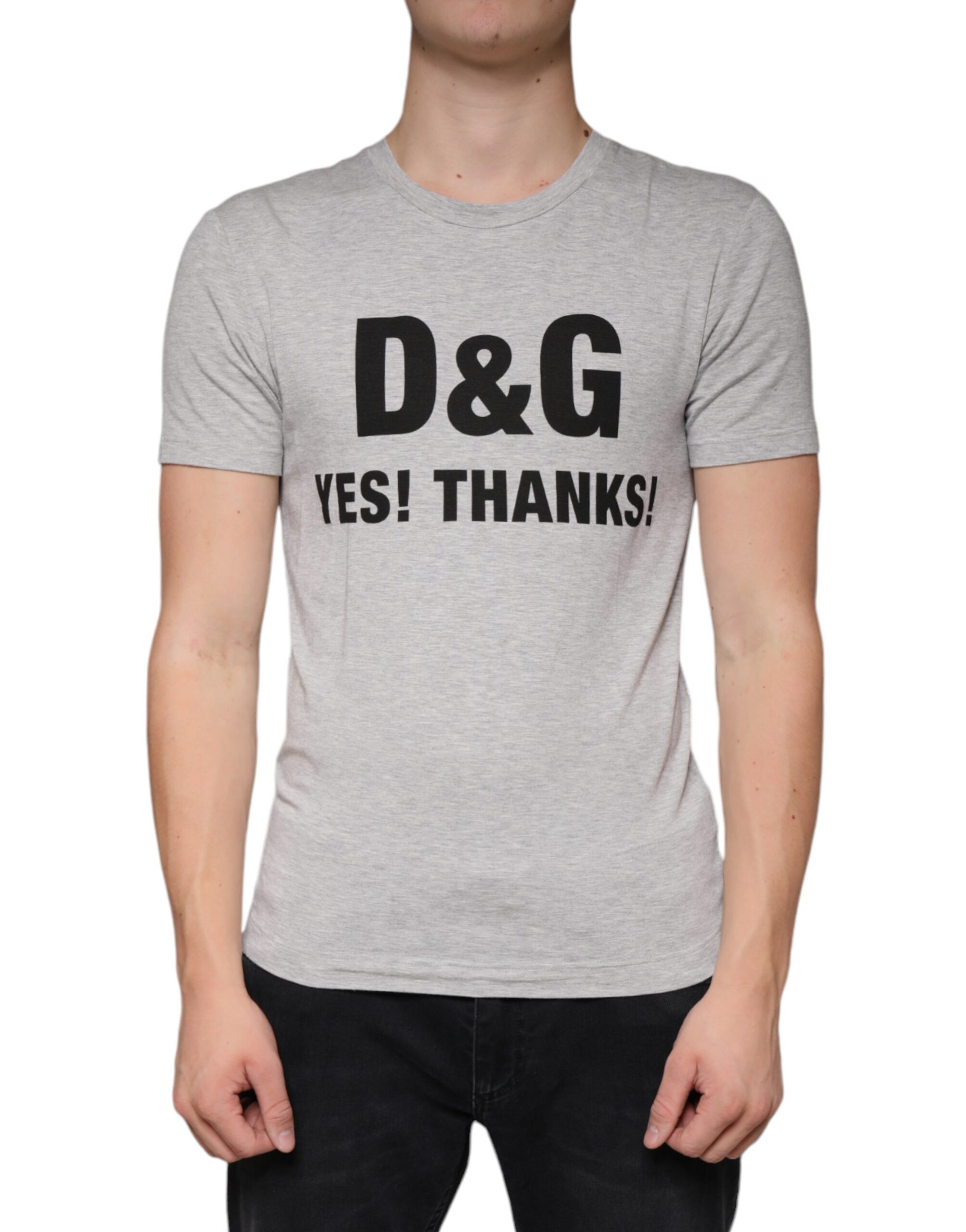 Dolce & Gabbana Mens Dg Tsh6097 Tshirt - Light Grey viscose - Size EU 44 (Mens)